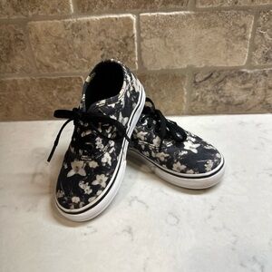 Vans Black and White Floral Kids Sneakers